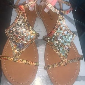 Rhinestone nine west flat sandals
